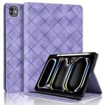 For iPad Pro 13 2024 Rhombus Embossed Leather Smart Tablet Case(Purple)
