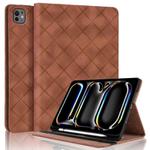 For iPad Air 13 2025 / 2024 / Pro 12.9 Rhombus Embossed Leather Smart Tablet Case(Brown)