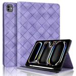 For iPad Air 13 2025 / 2024 / Pro 12.9 Rhombus Embossed Leather Smart Tablet Case(Purple)