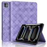 For iPad Pro 11 2024 Rhombus Embossed Leather Smart Tablet Case(Purple)
