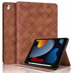 For iPad 10.2 2021 / Air 10.5 Rhombus Embossed Leather Smart Tablet Case(Brown)