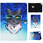 For iPad Air 2022 / 2020 10.9 Electric Pressed Colored Drawing Horizontal Flip Leather Case with Holder & Card Slots & Sleep / Wake-up Function(Headphone Cat)