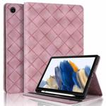 For Samsung Galaxy Tab A8 10.5 X200 Rhombus Embossed Leather Smart Tablet Case(Pink)