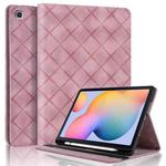 For Samsung Galaxy Tab S6 Lite 2024 Rhombus Embossed Leather Smart Tablet Case(Pink)