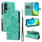 For vivo Y29S 5G / Y04 3D Butterfly Embossed Pattern Flip Leather Phone Case(Green)