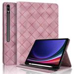For Samsung Galaxy Tab S10+ / S9 FE+ Rhombus Embossing Leather Tablet Case(Pink)