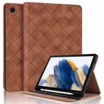 For Samsung Galaxy Tab A9+ Rhombus Embossed Leather Tablet Case(Brown)