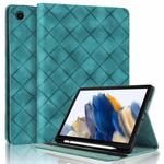 For Samsung Galaxy Tab A9+ Rhombus Embossing Leather Tablet Case(Green)