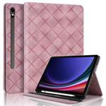 For Samsung Galaxy Tab S10 FE+ Rhombus Embossed Leather Tablet Case(Pink)