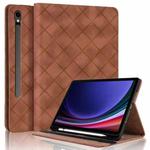 For Samsung Galaxy Tab S10 FE+ Rhombus Embossed Leather Tablet Case(Brown)