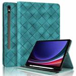 For Samsung Galaxy Tab S10 FE+ Rhombus Embossed Leather Tablet Case(Green)