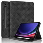 For Samsung Galaxy Tab S10 FE+ Rhombus Embossed Leather Tablet Case(Black)