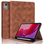 For Lenovo Tab M11 / Xiaoxin Pad 11 2024 Rhombus Embossed Leather Smart Tablet Case(Brown)