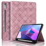 For Lenovo Xiaoxin Pad Pro 12.7 2023 / P12 Rhombus Embossing Leather Tablet Case(Pink)