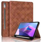 For Lenovo Xiaoxin Pad Pro 12.7 2023 / P12 Rhombus Embossing Leather Tablet Case(Brown)