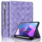 For Lenovo Xiaoxin Pad Pro 12.7 2023 / P12 Rhombus Embossing Leather Tablet Case(Purple)
