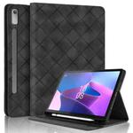 For Lenovo Xiaoxin Pad Pro 12.7 2023 / P12 Rhombus Embossing Leather Tablet Case(Black)