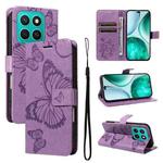For Honor X8C 4G Global 3D Butterfly Embossed Pattern Flip Leather Phone Case(Purple)