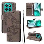 For Honor X8C 4G Global 3D Butterfly Embossed Pattern Flip Leather Phone Case(Grey)