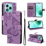 For Honor 400 Lite 3D Butterfly Embossed Pattern Flip Leather Phone Case(Purple)