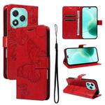 For Honor 400 Lite 3D Butterfly Embossed Pattern Flip Leather Phone Case(Red)