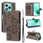 For Honor 400 Lite 3D Butterfly Embossed Pattern Flip Leather Phone Case(Grey)