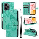 For Honor 400 Global 156.5mm 3D Butterfly Embossed Pattern Flip Leather Phone Case(Green)