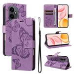 For Honor 400 Global 156.5mm 3D Butterfly Embossed Pattern Flip Leather Phone Case(Purple)