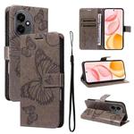 For Honor 400 Global 156.5mm 3D Butterfly Embossed Pattern Flip Leather Phone Case(Grey)
