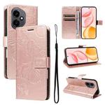 For Honor 400 Global 156.5mm 3D Butterfly Embossed Pattern Flip Leather Phone Case(Rose Gold)