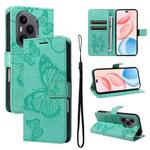 For Honor 400 Pro Global 160.8mm 3D Butterfly Embossed Pattern Flip Leather Phone Case(Green)