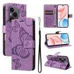 For Honor 400 Pro Global 160.8mm 3D Butterfly Embossed Pattern Flip Leather Phone Case(Purple)