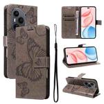 For Honor 400 Pro Global 160.8mm 3D Butterfly Embossed Pattern Flip Leather Phone Case(Grey)