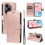 For Honor 400 Pro Global 160.8mm 3D Butterfly Embossed Pattern Flip Leather Phone Case(Rose Gold)