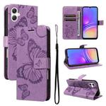 For Samsung Galaxy A07 5G 3D Butterfly Embossed Pattern Flip Leather Phone Case(Purple)