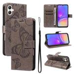For Samsung Galaxy A07 5G 3D Butterfly Embossed Pattern Flip Leather Phone Case(Grey)