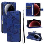 For Xiaomi 15 Ultra 5G Global 3D Butterfly Embossed Pattern Flip Leather Phone Case(Blue)
