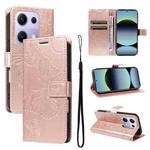 For Xiaomi Poco M6 Pro 4G Global 3D Butterfly Embossed Pattern Flip Leather Phone Case(Rose Gold)