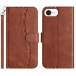For iPhone 16e Dual-Folded S-shape Leather Phone Case(Coffee)