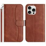For iPhone 16 Pro Dual-Folded S-shape Leather Phone Case(Coffee)