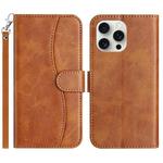 For iPhone 16 Pro Dual-Folded S-shape Leather Phone Case(Brown)