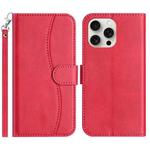 For iPhone 14 Pro Dual-Folded S-shape Leather Phone Case(Rose Red)
