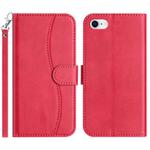 For iPhone 7 / 8 / SE 2022 Dual-Folded S-shape Leather Phone Case(Rose Red)