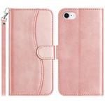 For iPhone 7 / 8 / SE 2022 Dual-Folded S-shape Leather Phone Case(Rose Gold)