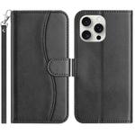 For iPhone 13 Pro Dual-Folded S-shape Leather Phone Case(Black)