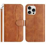 For iPhone 13 Pro Dual-Folded S-shape Leather Phone Case(Brown)