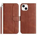 For iPhone 13 mini Dual-Folded S-shape Leather Phone Case(Coffee)