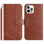 For iPhone 12 Pro Max Dual-Folded S-shape Leather Phone Case(Coffee)