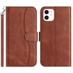 For iPhone 12 mini Dual-Folded S-shape Leather Phone Case(Coffee)