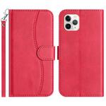 For iPhone 11 Pro Max Dual-Folded S-shape Leather Phone Case(Rose Red)